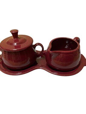 Fiesta Fiestaware Cinnabar Creamer Sugar Figure 8 Tray